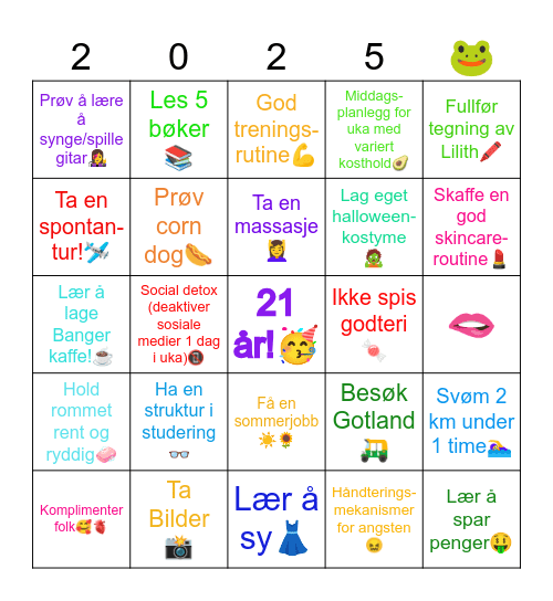 2025 Bingo Card