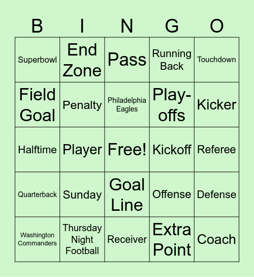 Football Bingo Card