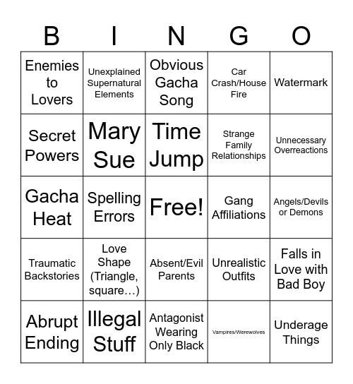 Gacha Life BiNgO Card