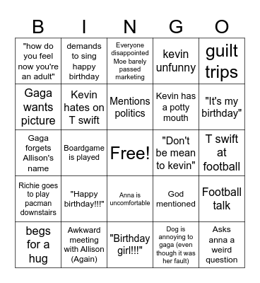 Birthday Bingo Card