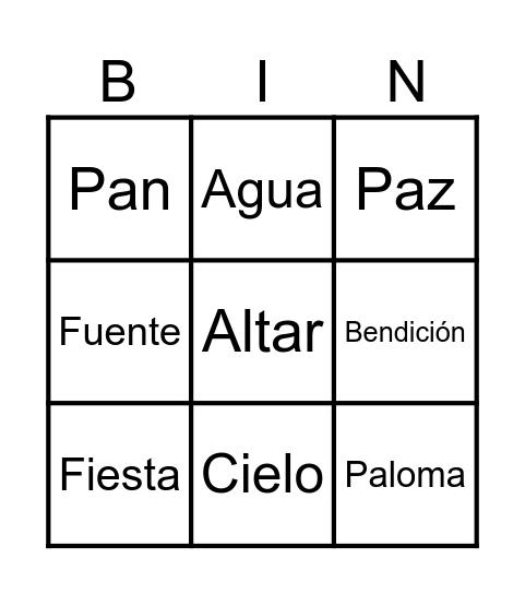 sacramentos Bingo Card