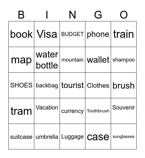 Traveling Bingo Card