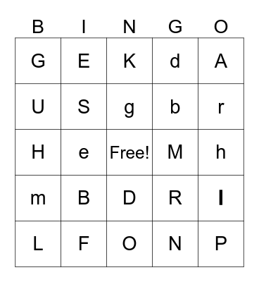 Alphabet Names & Sounds Bingo Card