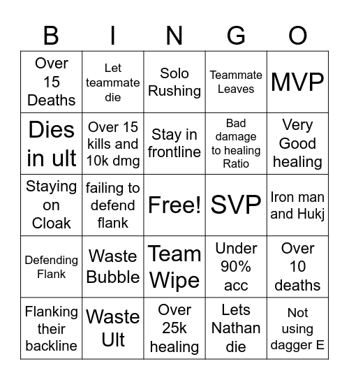 Noah Bingo Card