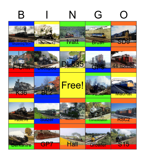 Santa Claus Trains that the Children and I would like to ride on someday Bingo Card