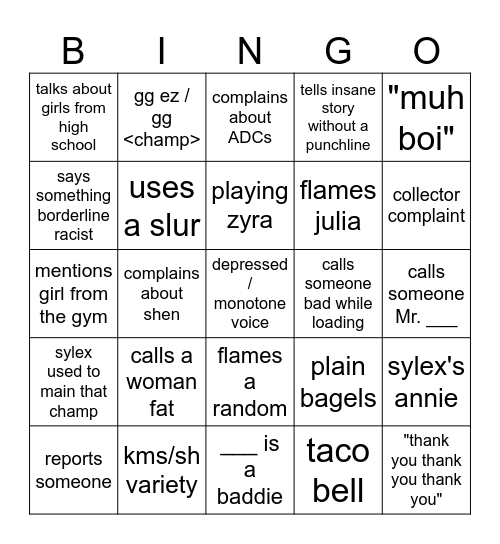 SYLEX BINGO Card