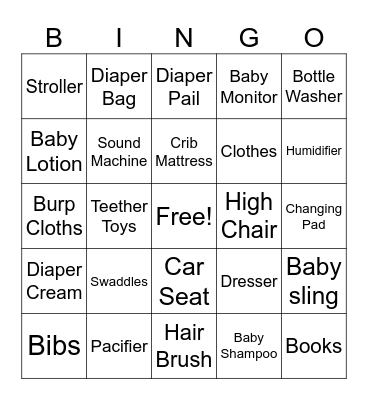 Baby Bingo Card