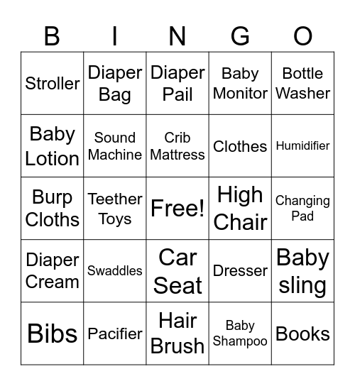 Baby Bingo Card