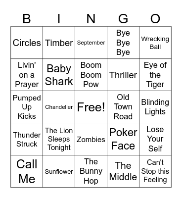 Music Bingo Card