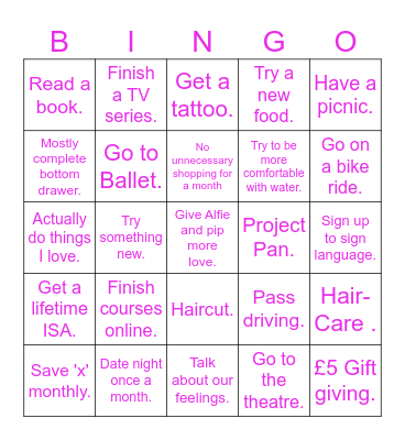 Goals Bingo 2025 Bingo Card
