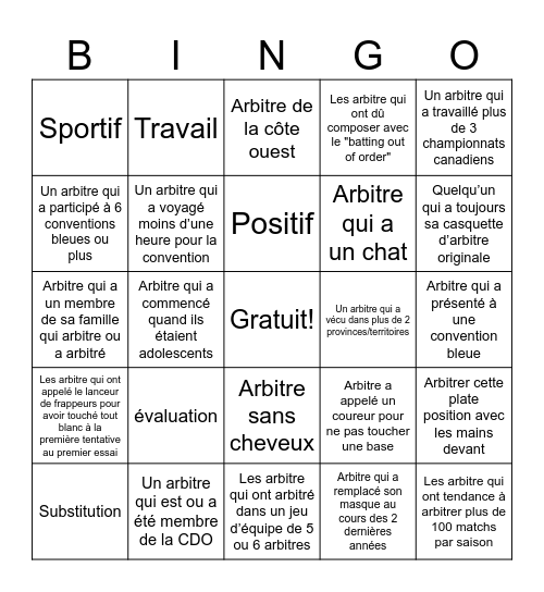 Bingo Bleu #43 - FR Bingo Card