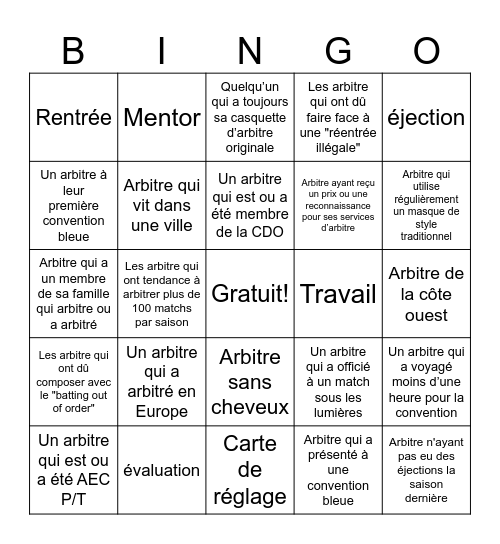 Bingo Bleu #51 - FR Bingo Card