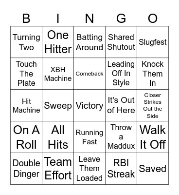 BASEBALL Bingo Card