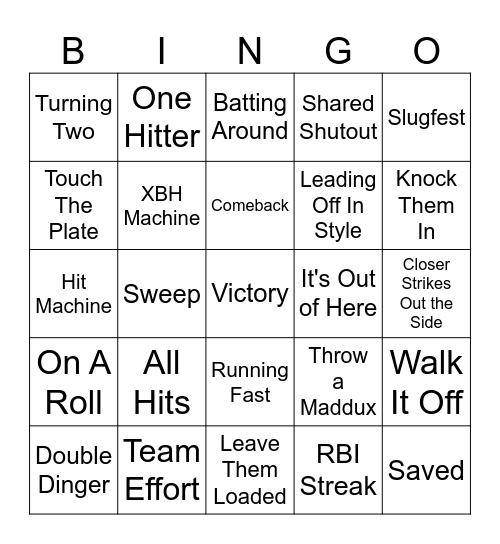 BASEBALL Bingo Card