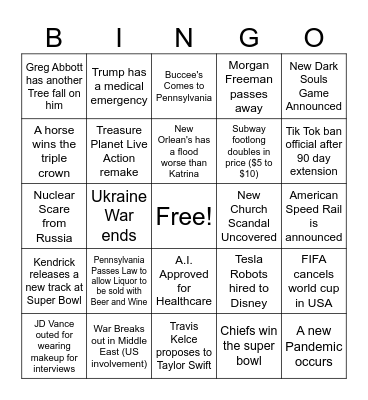 2025 Event Bingo Card Bingo Card