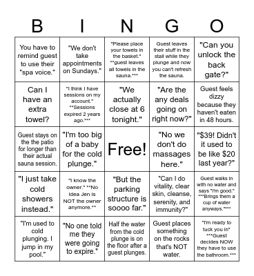 Shack BINGO Card