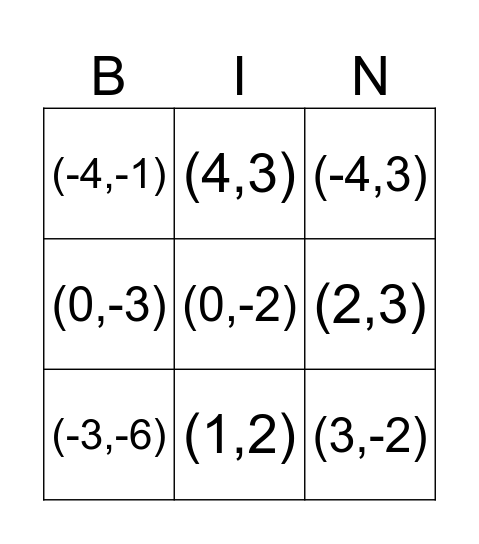 Substitution BIN Bingo Card