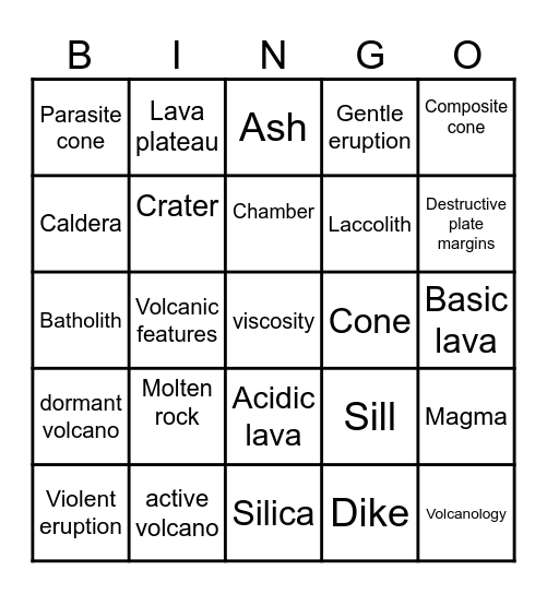 Erupto-Bingo! Bingo Card