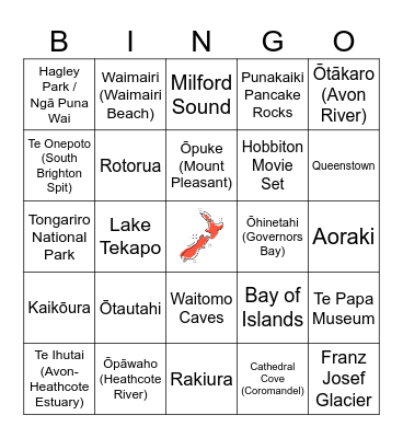 Geography Human Bingo Card
