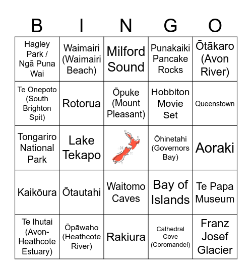 Geography Human Bingo Card