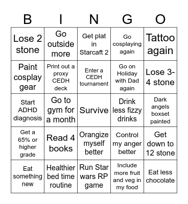 New Years Bingo card Bingo Card