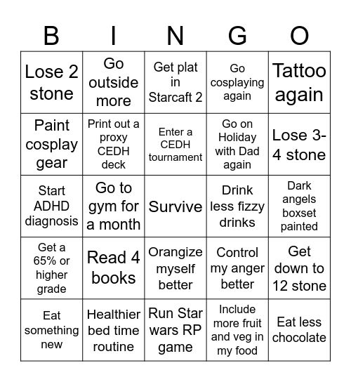 New Years Bingo card Bingo Card