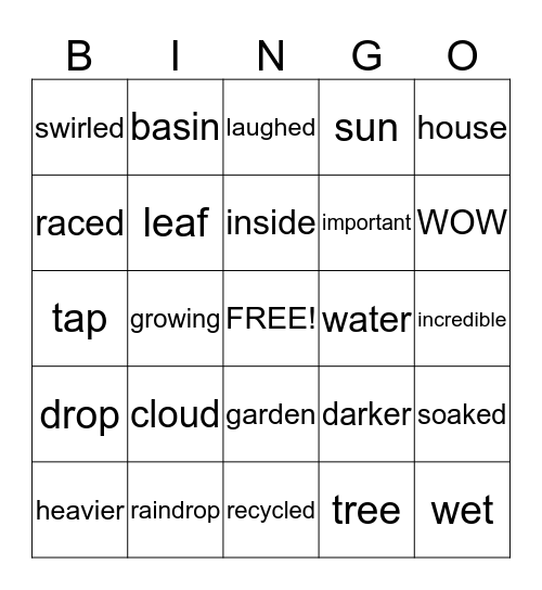 Water Cycle Bingo Card