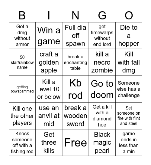 Lockout Bingo Card