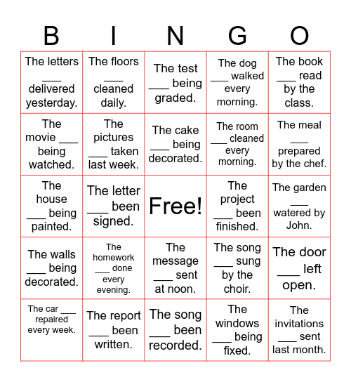 Passive Bingo Card