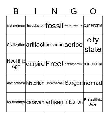 World Cultures  Bingo Card