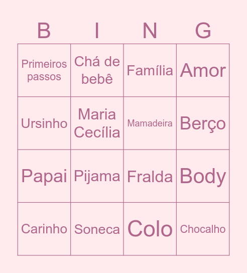 Maria Cecília Bingo Card