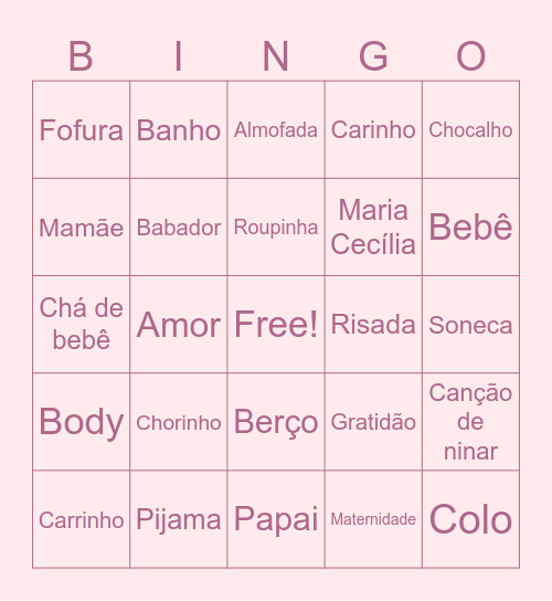 Maria Cecília Bingo Card