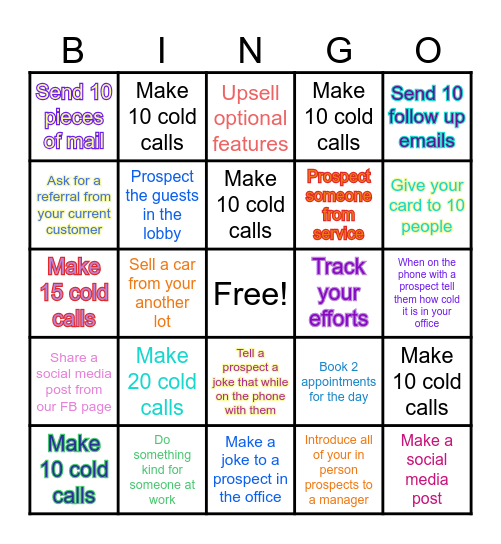 Big Seller BINGO Card