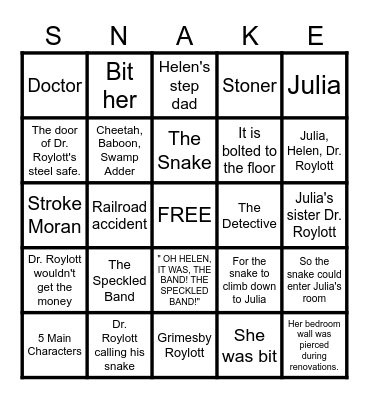 SNAKE by Braydan F. and Reed M. Bingo Card
