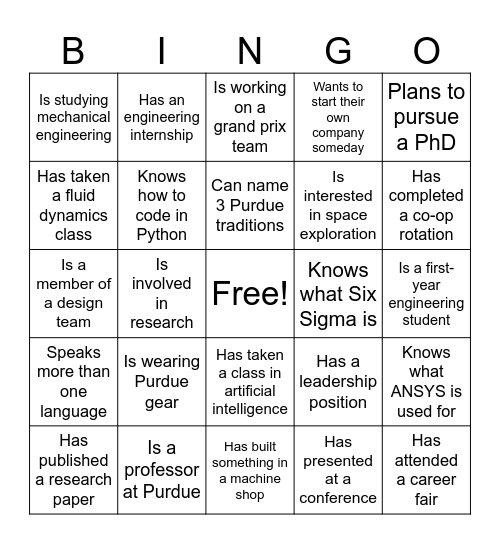 WE Week 2025 Professors and Students Social Bingo Card