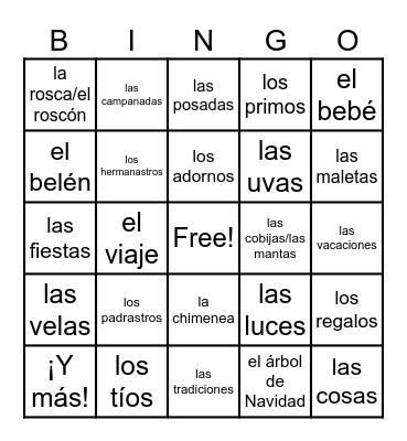 A empezar- Las Vacaciones Bingo Card
