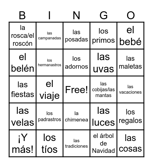 A empezar- Las Vacaciones Bingo Card