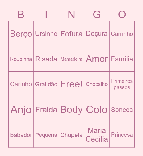 Maria Cecília Bingo Card