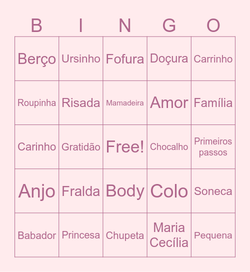 Maria Cecília Bingo Card