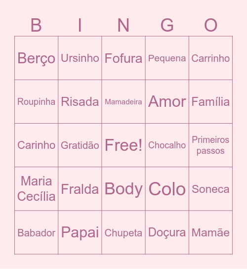 Maria Cecília Bingo Card