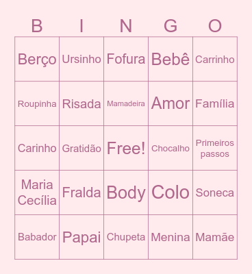 Maria Cecília Bingo Card