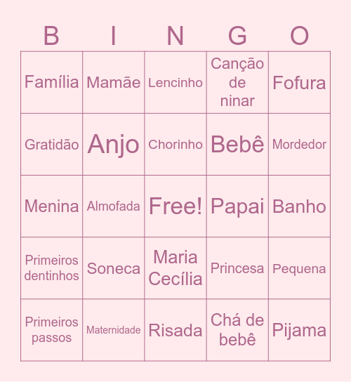 Maria Cecília Bingo Card