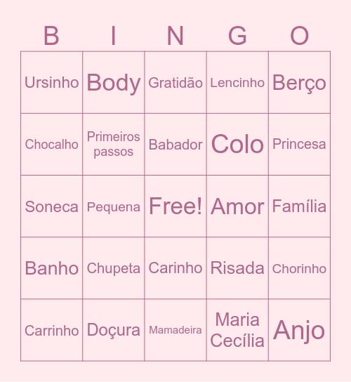 Maria Cecília Bingo Card