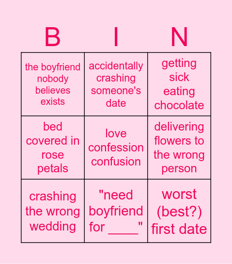 Valentine's Sterek Bingo Card