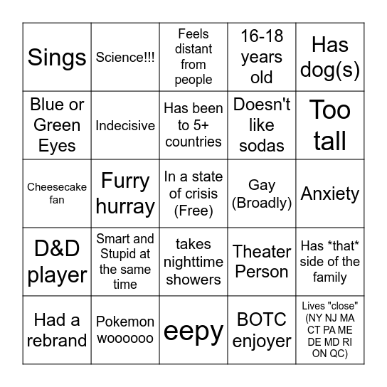 Dawns Bingo Card