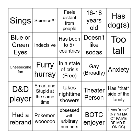 Dawns Bingo Card