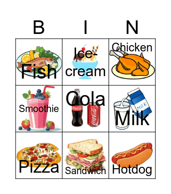 Food and Drink Bingo Card