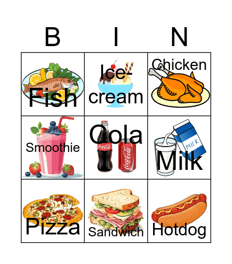 Food and Drink Bingo Card