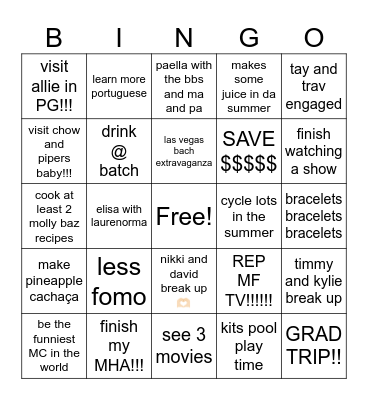 peg’s sick azz 2025 Bingo Card