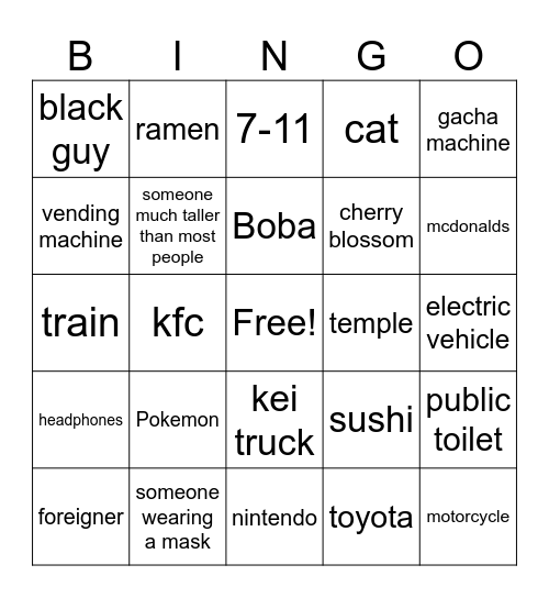 Google Maps Bingo Card